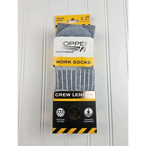 Copper Fit Infused Work Gear Crew Socks 3 Pair Size L/XL (M 9-12 W 10-13) - Picture 1 of 3